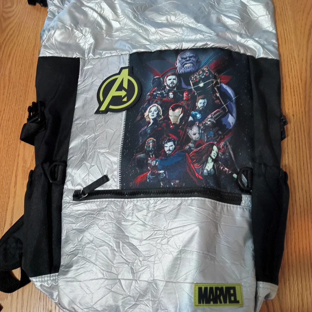 New With Tags Marvel Avengers Silver and Black Backpack Captain America Iron Man